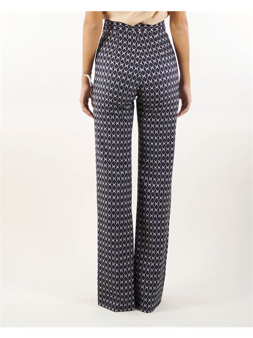 Palazzo trousers in crepe with diamond print and chain Elisabetta Franchi ELISABETTA FRANCHI | Pants | PAS3546E2685